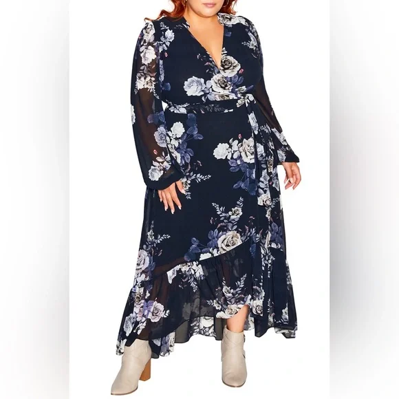 City Chic | Dresses | City Chic Arya Blue Floral Long Sleeve Faux Wrap Maxi Dress | Poshmark City Chic | Dresses | City Chic Arya Blue Floral Long Sleeve Faux Wrap Maxi Dress | Poshmark